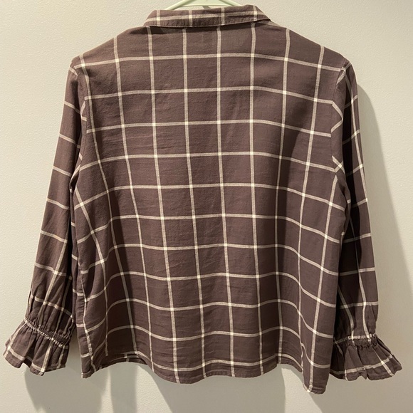 H&M Divided Geometric Button-down blouse grey & white plaid size 2 - Picture 5 of 11